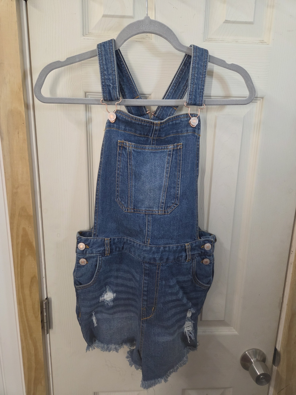 Ovwralls Love Tree Denim Blue Distressed Short #0097